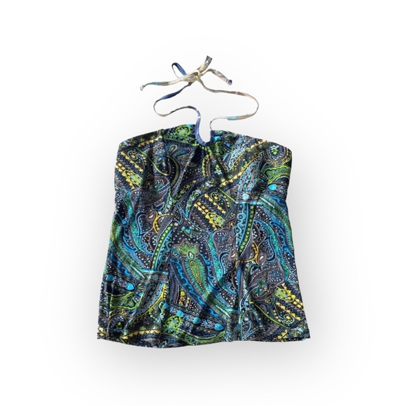 new Papillon Blanc 🝮 Shaped Boho Halter Corset Top 🝮 Floral Paisley Print 🝮 L - Picture 14 of 16